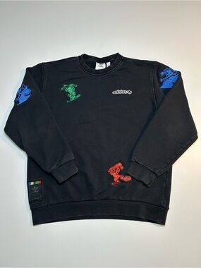 Adidas Originals x Disney Goofy Sport Patches Crewneck Black Sweatshirt